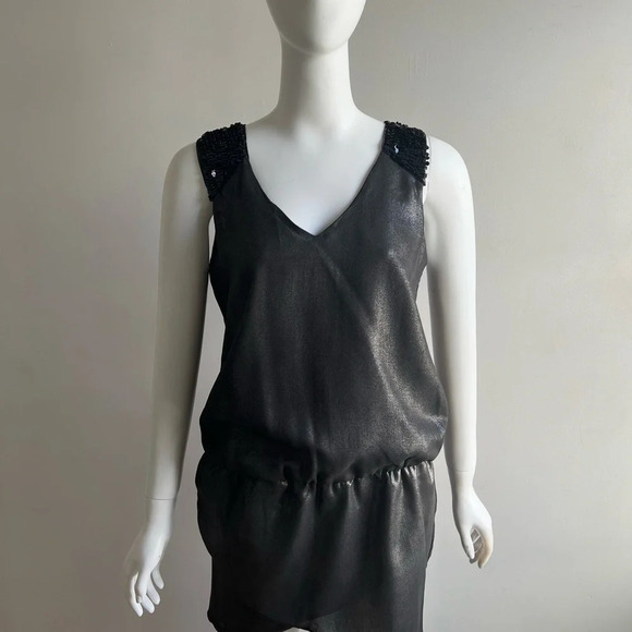 NWT Suite Blanco Woman Silver Black Mini Dress Size M Holidays Party Cocktail - Picture 3 of 11